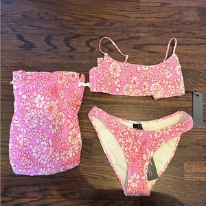 Triangl Swimwear Pink and White NWT Bikini Set